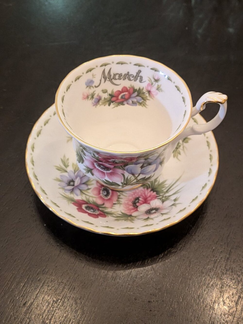 Royal Albert Flower of the Month March Anemones Bone China Cup & Saucer Set